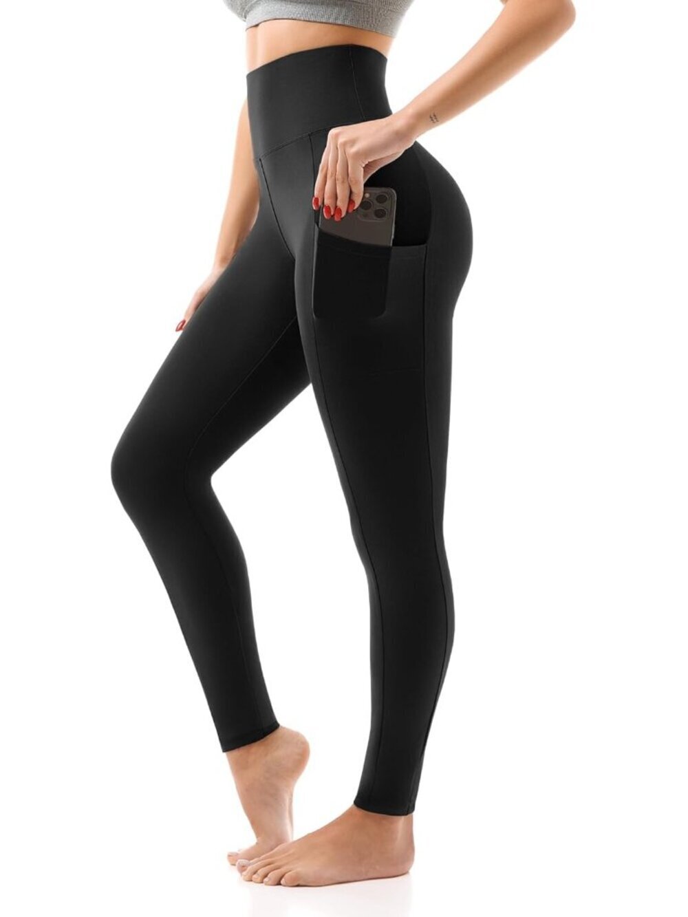 Women's Black Full Length Buttery Soft Stretchy Pull On High Waisted Leggings